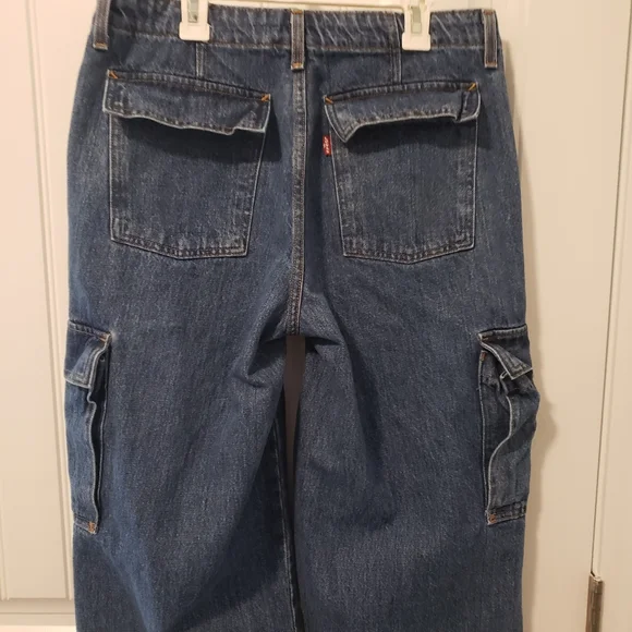 Levi's '94 Baggy Cargo Denim Jeans Pants Color Blue Womens Size 28 - Picture 6 of 12